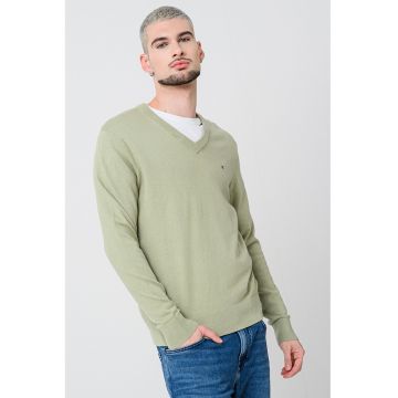 Pulover din amestec de bumbac organic si casmir cu decolteu in V Pulover din amestec de bumbac organic si casmir cu decolteu in V