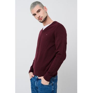 Pulover din amestec de bumbac organic si casmir cu decolteu in V Pulover din amestec de bumbac organic si casmir cu decolteu in V