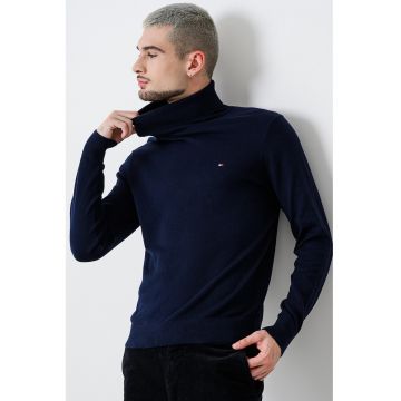 Pulover din amestec de bumbac organic si casmir cu guler inalt Pulover din amestec de bumbac organic si casmir cu guler inalt