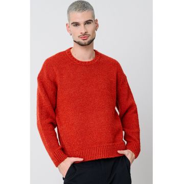 Pulover din amestec de lana alpaca a cu maneci cazute Pulover din amestec de lana alpaca a cu maneci cazute