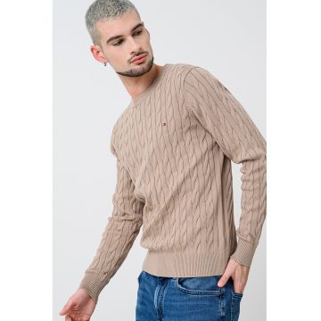 Pulover din bumbac organic cu model torsade Pulover din bumbac organic cu model torsade