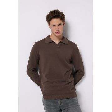 Pulover regular fit cu guler polo Pulover regular fit cu guler polo