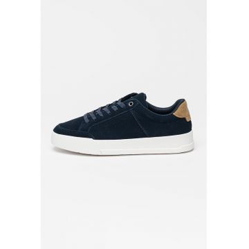 Tenisi low-cut de piele intoarsa cu platforma Tenisi low-cut de piele intoarsa cu platforma