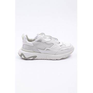 Pantofi sport cu garnituri din piele - Alb/Argintiu