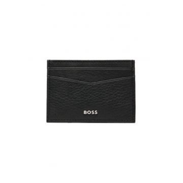 Portofel barbati  etui pentru carduri - negru - piele - 9x6 cm