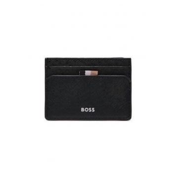 Portofel barbati  Etui pentru carduri - negru - piele ecologica - 10 x 7 x 0.5 cm