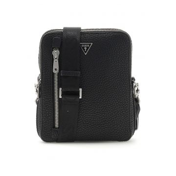 Geanta crossbody din piele ecologica cu bareta ajustabila - Negru
