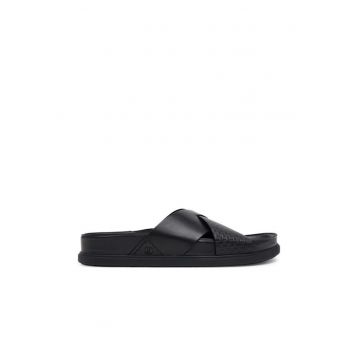 Slapi barbati  26181382 - Piele naturala - Negru - Negru