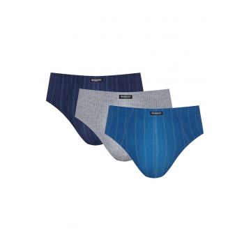 Chiloti tip slipi barbati  Classic set de 3 albastru - gri - bleumarin Chiloti tip slipi barbati  Classic set de 3 albastru - gri - bleumarin