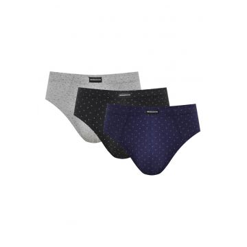 Chiloti tip slipi barbati  Classic set de 3 albastru - gri - negru Chiloti tip slipi barbati  Classic set de 3 albastru - gri - negru