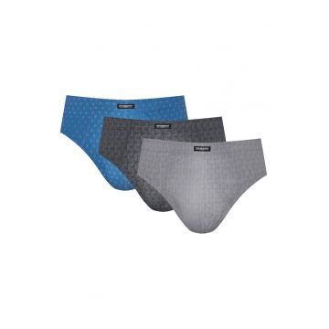 Chiloti tip slipi barbati  Classic set de 3 Albastru - gri Chiloti tip slipi barbati  Classic set de 3 Albastru - gri