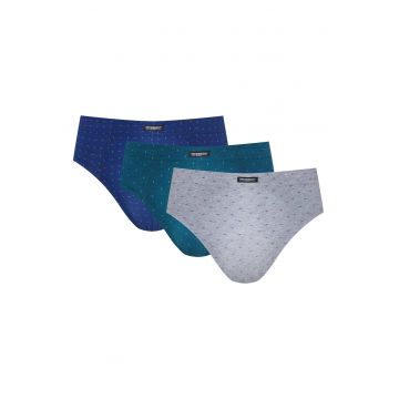 Chiloti tip slipi barbati  Classic set de 3 gri - verde marin - albastru - Multicolor