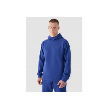 Hanorac Sport Barbati  Bleumarin - Bumbac 80% - Croi Regular - Model Fara Fermoar - Gluga Integrata - Buzunare cu Fermoar - AW24 Hanorac Sport Barbati  Bleumarin - Bumbac 80% - Croi Regular - Model Fara Fermoar - Gluga Integrata - Buzunare cu Fermoar - AW24