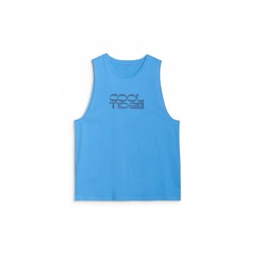 Maiou Sport Barbati  Albastru - 100% Bumbac - Regular Fit - Inscriptie 