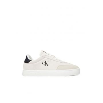 Pantofi sport low-cut din piele intoarsa cu model clasic si talpa cupsole - Alb