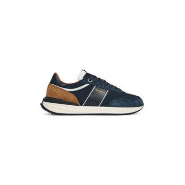 Tenisi barbatesti -  piele naturala - bleumarin/maro -