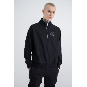 Bluza de trening cu imprimeu logo si fermoar scurt Bluza de trening cu imprimeu logo si fermoar scurt