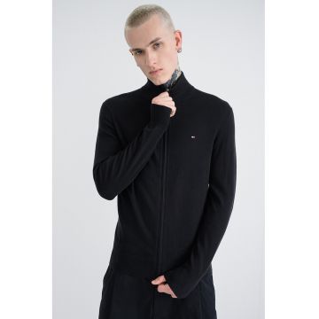 Cardigan din amestec de lana si bumbac organic cu fermoar Cardigan din amestec de lana si bumbac organic cu fermoar