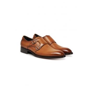 Pantofi barbatesti -  piele naturala - maro - inchidere cu catarama - brant din piele Pantofi barbatesti -  piele naturala - maro - inchidere cu catarama - brant din piele