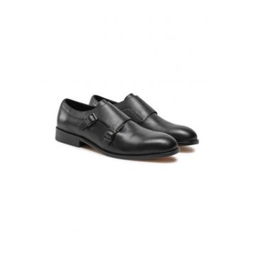 Pantofi barbatesti -  piele naturala - negru - slip-on cu catarama Pantofi barbatesti -  piele naturala - negru - slip-on cu catarama