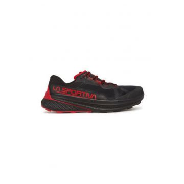 Pantofi sport barbati -  material textil - negru/rosu -
