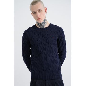 Pulover din bumbac organic cu model torsade Pulover din bumbac organic cu model torsade