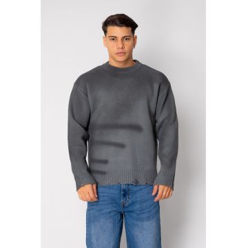 Pulover din mix de lana cu efect de prespalat Grey Anthracite 19036 Pulover din mix de lana cu efect de prespalat Grey Anthracite 19036