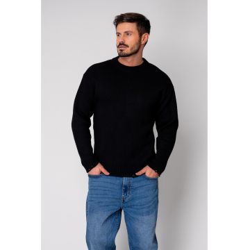 Pulover din mix de lana cu efect de rupturi Black New 19032 Pulover din mix de lana cu efect de rupturi Black New 19032