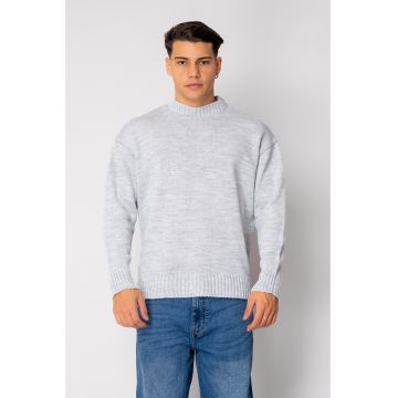 Pulover tricotat Grey Melange 19056 Pulover tricotat Grey Melange 19056