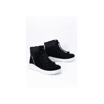 Cizme sport barbati -  Piele intoarsa/Textil - Negru Cizme sport barbati -  Piele intoarsa/Textil - Negru
