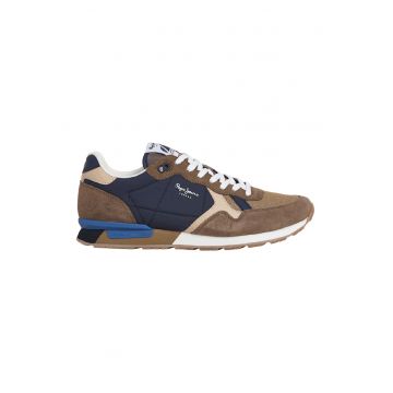Pantofi sport cu talpa wedge si garnituri din piele intoarsa