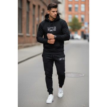 Trening barbati slim fit negru  Pantaloni + Hanorac  13410 39-2