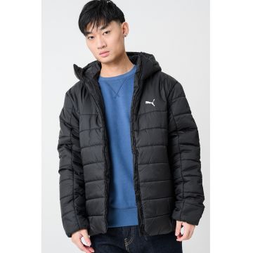 Geaca matlasata cu logo si gluga Geaca matlasata cu logo si gluga