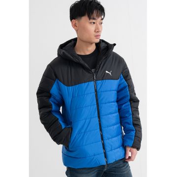 Geaca matlasata cu logo si gluga Geaca matlasata cu logo si gluga