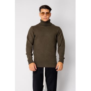 Pulover cu guler inalt Kaki 19077