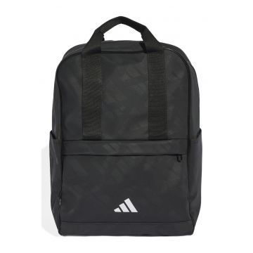 Rucsac cu model monograma si buzunar frontal cu fermoar Rucsac cu model monograma si buzunar frontal cu fermoar