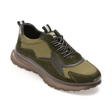 Pantofi sport GRYXX kaki, ED01, din material textil si piele naturala