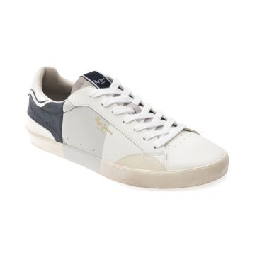 Pantofi sport PEPE JEANS albi, LANE PRINT, din piele naturala Pantofi sport PEPE JEANS albi, LANE PRINT, din piele naturala