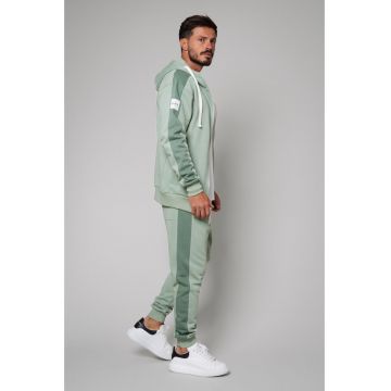 Set Rock Duo hanorac cu fermoar si pantalon conic Light Olive 9949