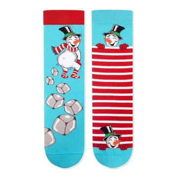 Sosete Arty Socks de Craciun din bumbac Om de Zapada Vesel - 43-46 EU - Turcoaz