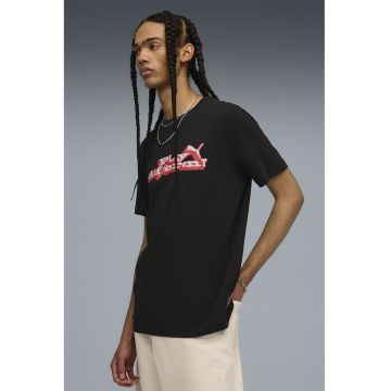 Tricou cu decolteu la baza gatului si imprimeu grafic Tricou cu decolteu la baza gatului si imprimeu grafic