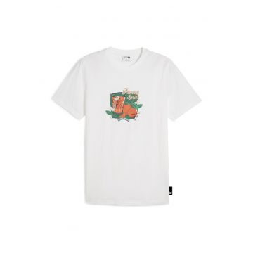 Tricou cu decolteu la baza gatului si imprimeu grafic Tricou cu decolteu la baza gatului si imprimeu grafic