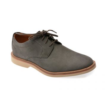 Pantofi eleganti CLARKS gri, ATTICUS LT LACE, din nabuc
