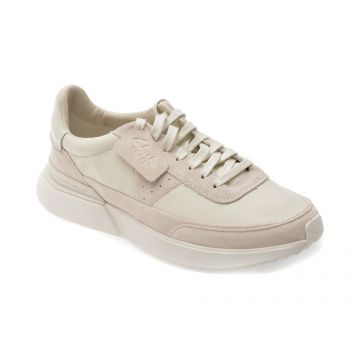 Pantofi sport CLARKS albi, CRAFT PACE, din piele naturala