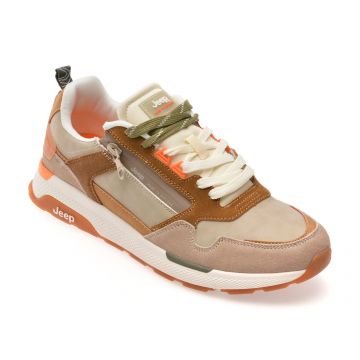 Pantofi sport JEEP bej, M51061A, din piele ecologica Pantofi sport JEEP bej, M51061A, din piele ecologica