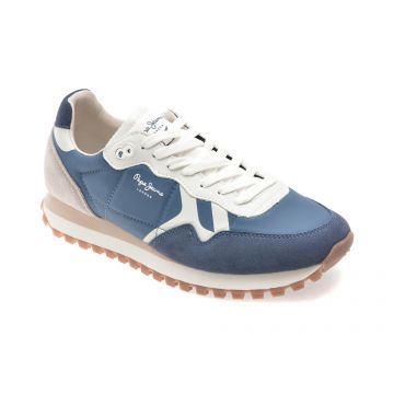 Pantofi sport PEPE JEANS albastri, BRIT-ON MASTER, din material textil
