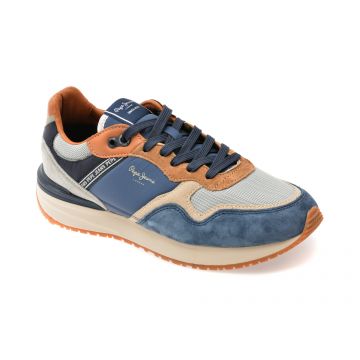 Pantofi sport PEPE JEANS albastri, BUSTER PRO COMBI, din material textil