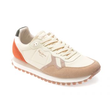 Pantofi sport PEPE JEANS bej, BRIT-ON MASTER, din material textil Pantofi sport PEPE JEANS bej, BRIT-ON MASTER, din material textil