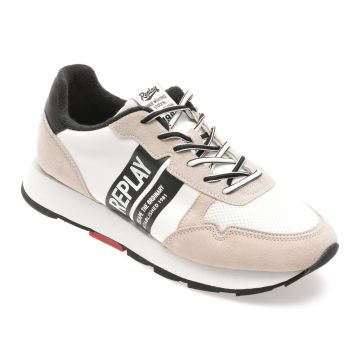 Pantofi sport REPLAY alb-negru, GMS68, din material textil Pantofi sport REPLAY alb-negru, GMS68, din material textil