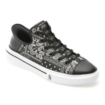 Pantofi sport SKECHERS alb-negru, SNOOP ONE, din piele naturala Pantofi sport SKECHERS alb-negru, SNOOP ONE, din piele naturala